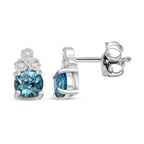 D'Joy AA Blauer Zirkon, Weißer Zirkon Ohrringe 925 Silber rhodiniert ca. 1.70 ct