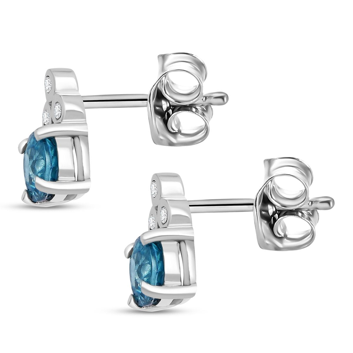 D'Joy AA Blauer Zirkon, Weißer Zirkon Ohrringe 925 Silber rhodiniert ca. 1.70 ct