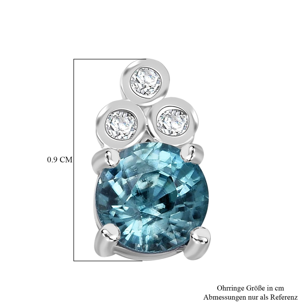 D'Joy AA Blauer Zirkon, Weißer Zirkon Ohrringe 925 Silber rhodiniert ca. 1.70 ct