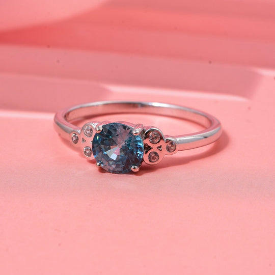 D'Joy AA Blauer Zirkon, Weißer Zirkon Ring 925 Silber rhodiniert (Größe 21.00) ca. 1,46 ct