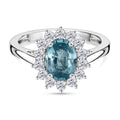 D'Joy AA Blauer Zirkon, Weißer Zirkon Ring 925 Silber rhodiniert (Größe 20.00) ca. 2,61 ct