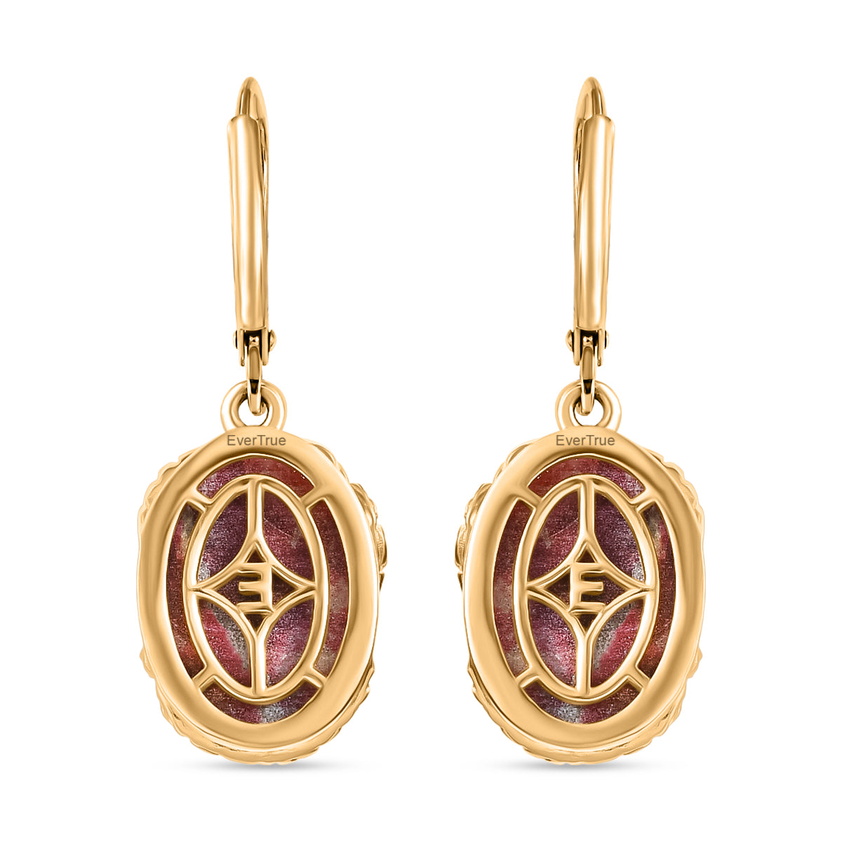 Thulit, Roter Granat Ohrringe Nickelfreies Messing ca. 16,74 ct.