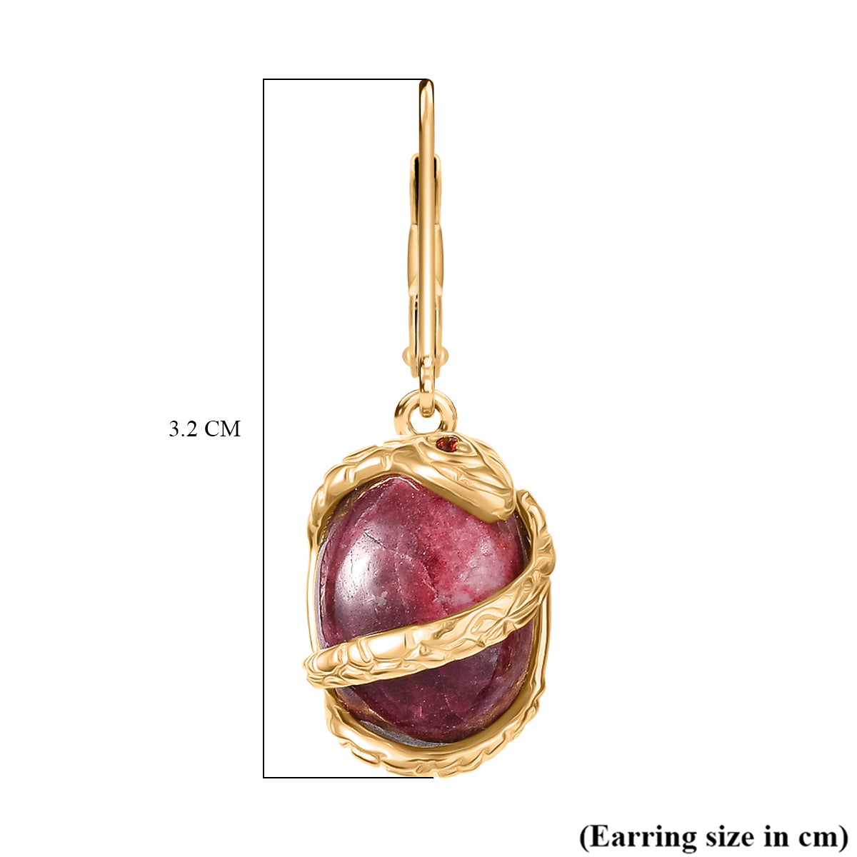 Thulit, Roter Granat Ohrringe Nickelfreies Messing ca. 16,74 ct.