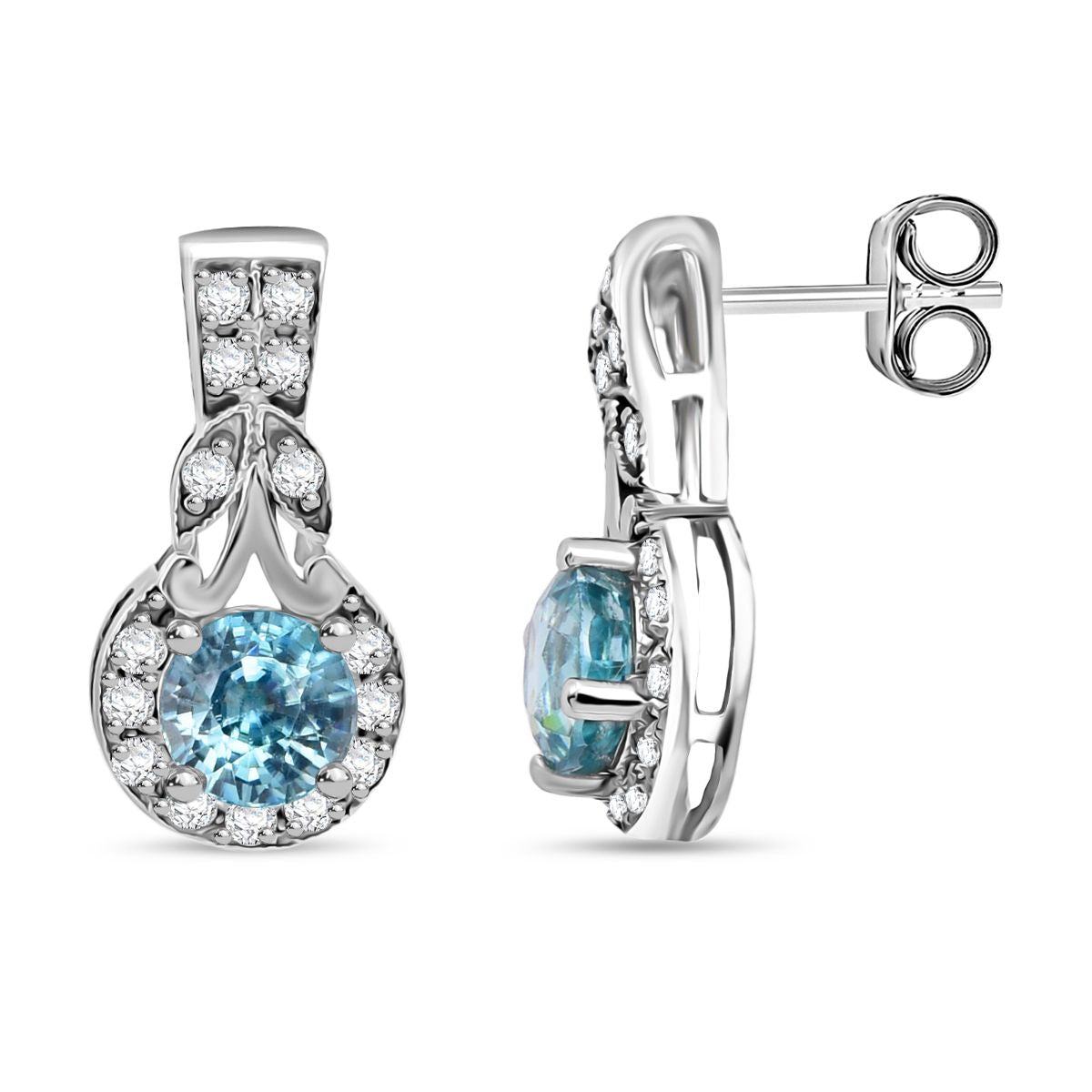 D'Joy AA Blauer Zirkon, Weißer Zirkon Ohrringe 925 Silber rhodiniert ca. 2.05 ct