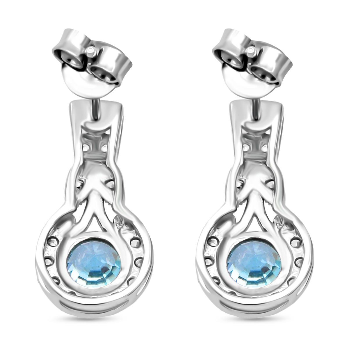 D'Joy AA Blauer Zirkon, Weißer Zirkon Ohrringe 925 Silber rhodiniert ca. 2.05 ct