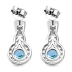 D'Joy AA Blauer Zirkon, Weißer Zirkon Ohrringe 925 Silber rhodiniert ca. 2.05 ct