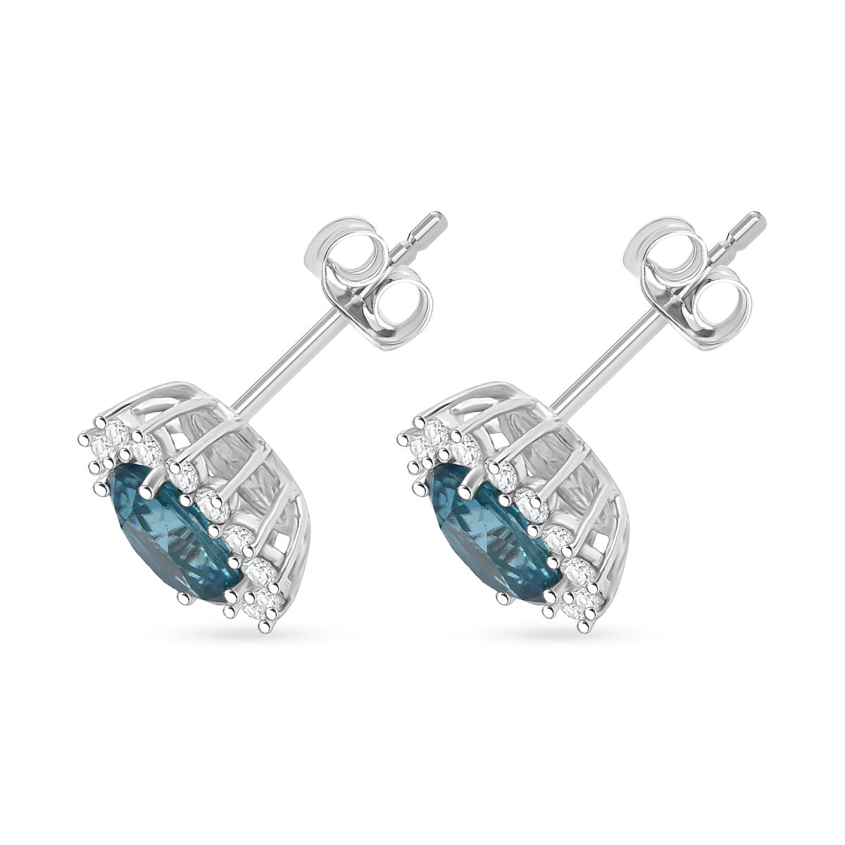 D'Joy AA Blauer Zirkon, Weißer Zirkon Ohrringe 925 Silber rhodiniert ca. 3.10 ct
