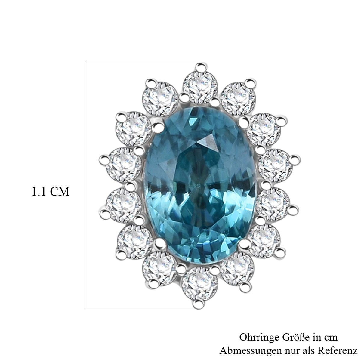 D'Joy AA Blauer Zirkon, Weißer Zirkon Ohrringe 925 Silber rhodiniert ca. 3.10 ct
