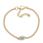 D'Joy AA Blauer Zirkon, Weißer Zirkon Armband ca. 19 cm + 5 cm Extender, 925 Silber 750 Gelb Vergoldet ca. 1,23 ct.