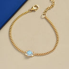 D'Joy AA Blauer Zirkon, Weißer Zirkon Armband ca. 19 cm + 5 cm Extender, 925 Silber 750 Gelb Vergoldet ca. 1,23 ct.