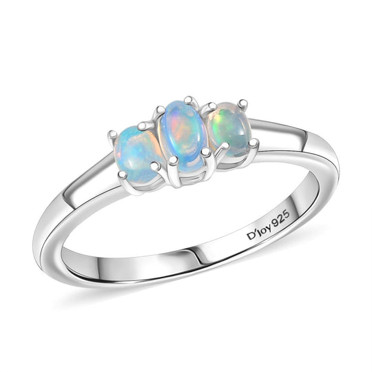 D'Joy AA Natürlicher, äthiopischer Welo Opal Ring 925 Silber platiniert (Größe 20.00) ca. 0.40 ct