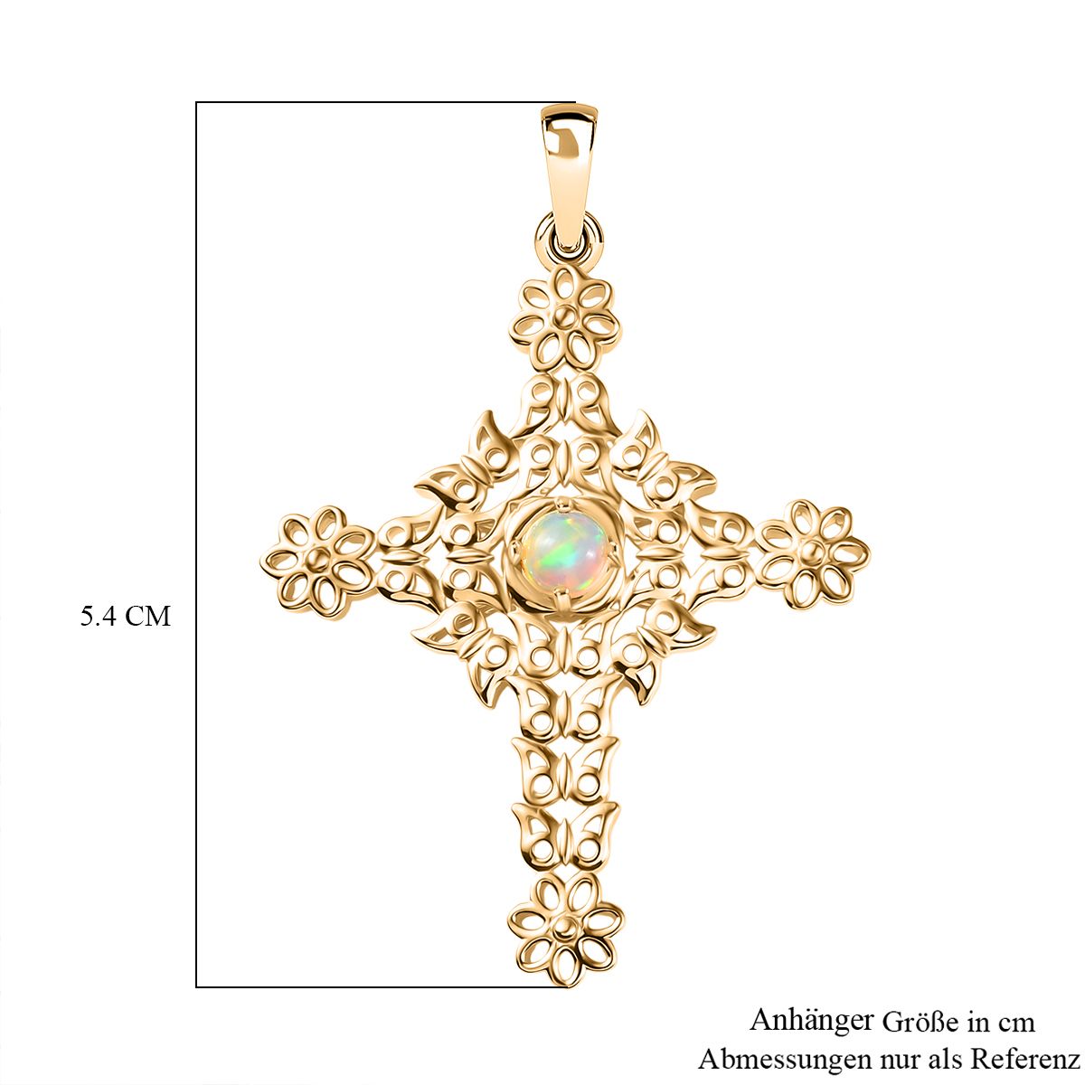 D'Joy AA Natürlicher, äthiopischer Welo Opal Anhänger 925 Silber 750 Gelb Vergoldet ca. 0.33 ct