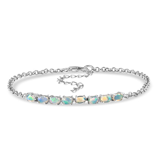 D'Joy AA Natürlicher, äthiopischer Welo Opal Armband ca. 19 cm 925 Silber 750 Gelb Vergoldet ca. 1.53 ct
