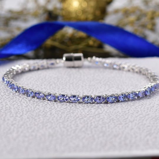 D'Joy Premium Tansanit Armband ca. 18 cm 925 Silber rhodiniert ca. 7.18 ct