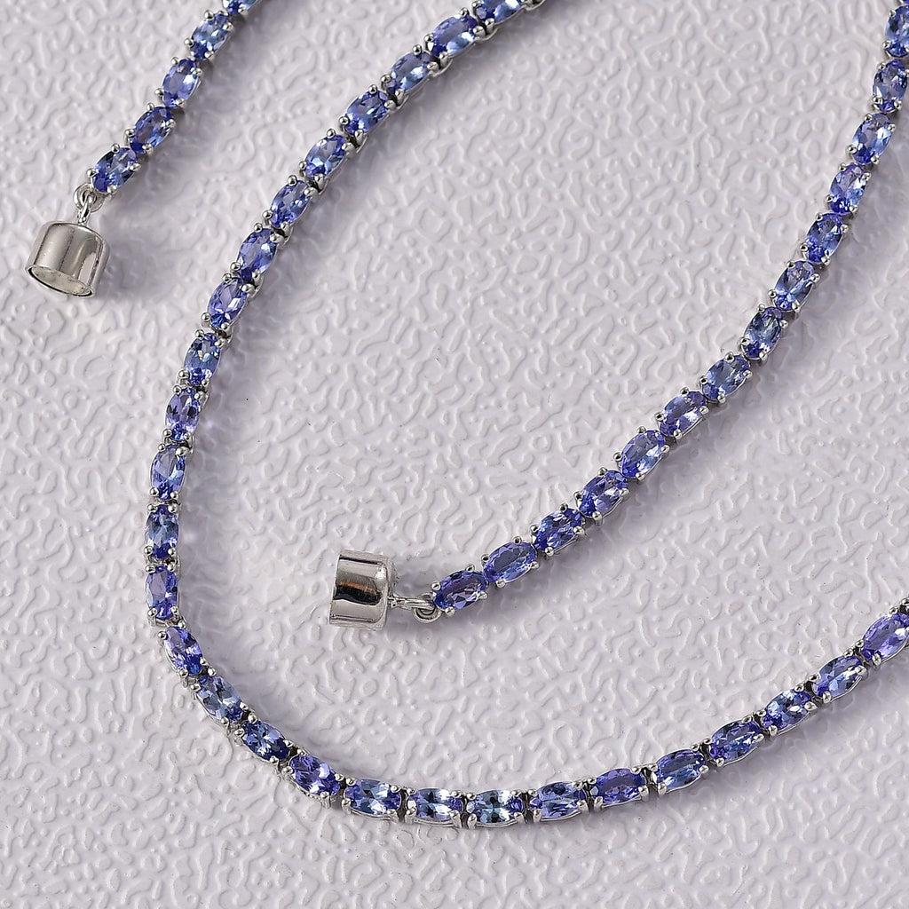 D'Joy Premium Tansanit Halskette ca. 45 cm 925 Silber rhodiniert ca. 18.92 ct