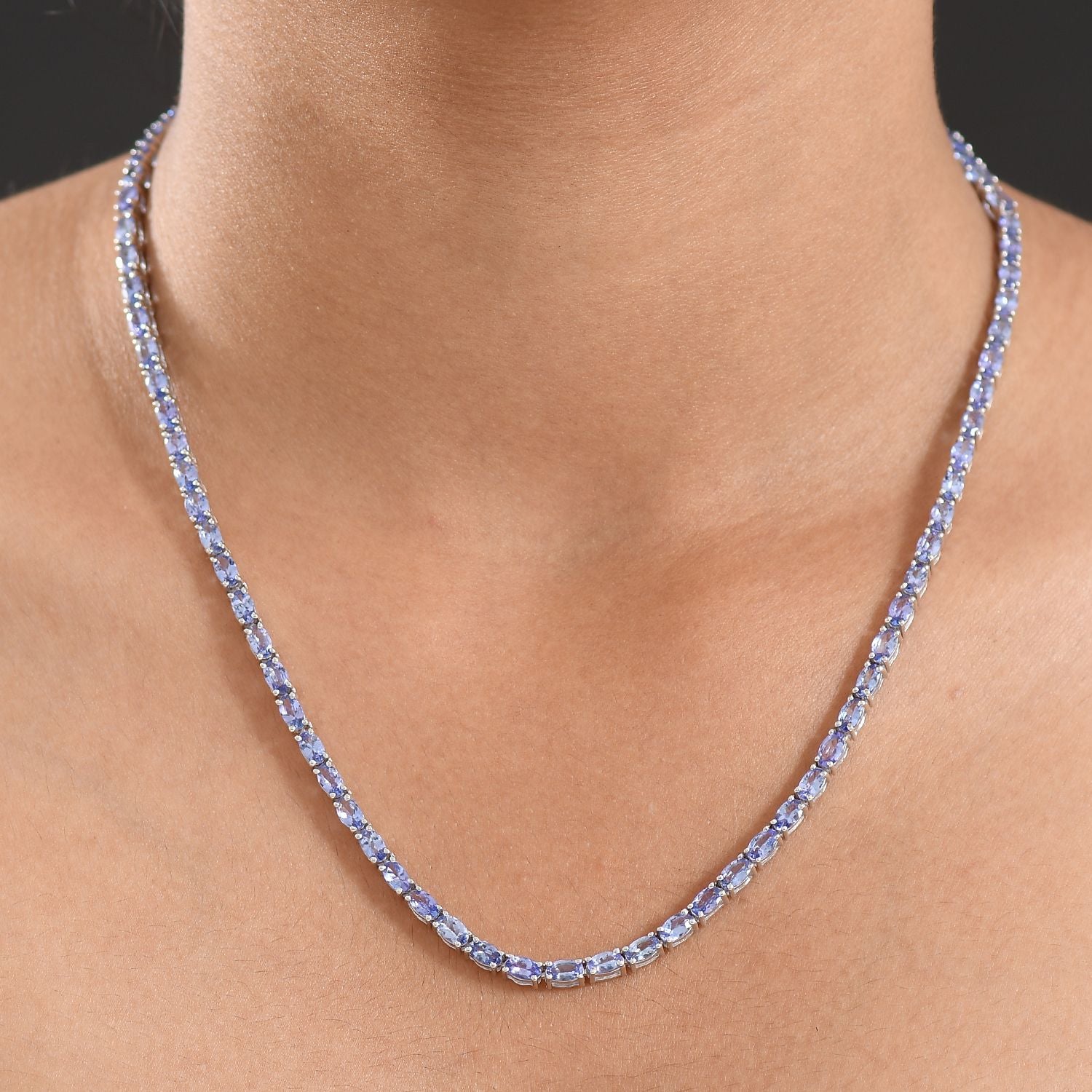 D'Joy Premium Tansanit Halskette ca. 45 cm 925 Silber rhodiniert ca. 18.92 ct