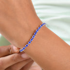 D'Joy Premium Tansanit Armband ca. 19 cm 925 Silber rhodiniert ca. 7.51 ct