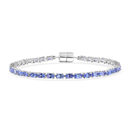 D'Joy Premium Tansanit Armband ca. 19 cm 925 Silber rhodiniert ca. 7.51 ct