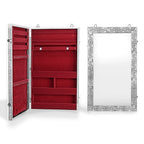 LIVMORE Schmuck Organizer mit Spiegel, Teakholz, 55,88 x 33 x 8,25 cm, Silberfarben