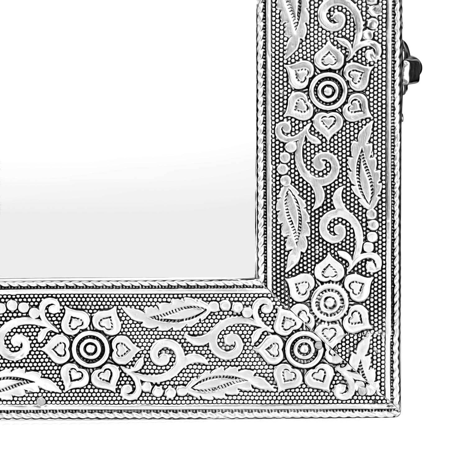 LIVMORE Schmuck Organizer mit Spiegel, Teakholz, 55,88 x 33 x 8,25 cm, Silberfarben