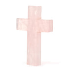 LIVMORE Rosenquarz Edelstein Kreuz mit Armband und Kreuz Anhänger, 7,62 cm
