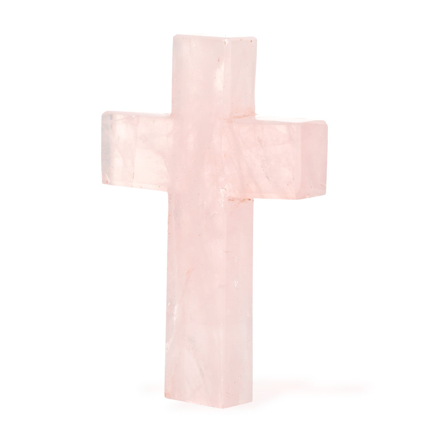 LIVMORE Rosenquarz Edelstein Kreuz mit Armband und Kreuz Anhänger, 7,62 cm
