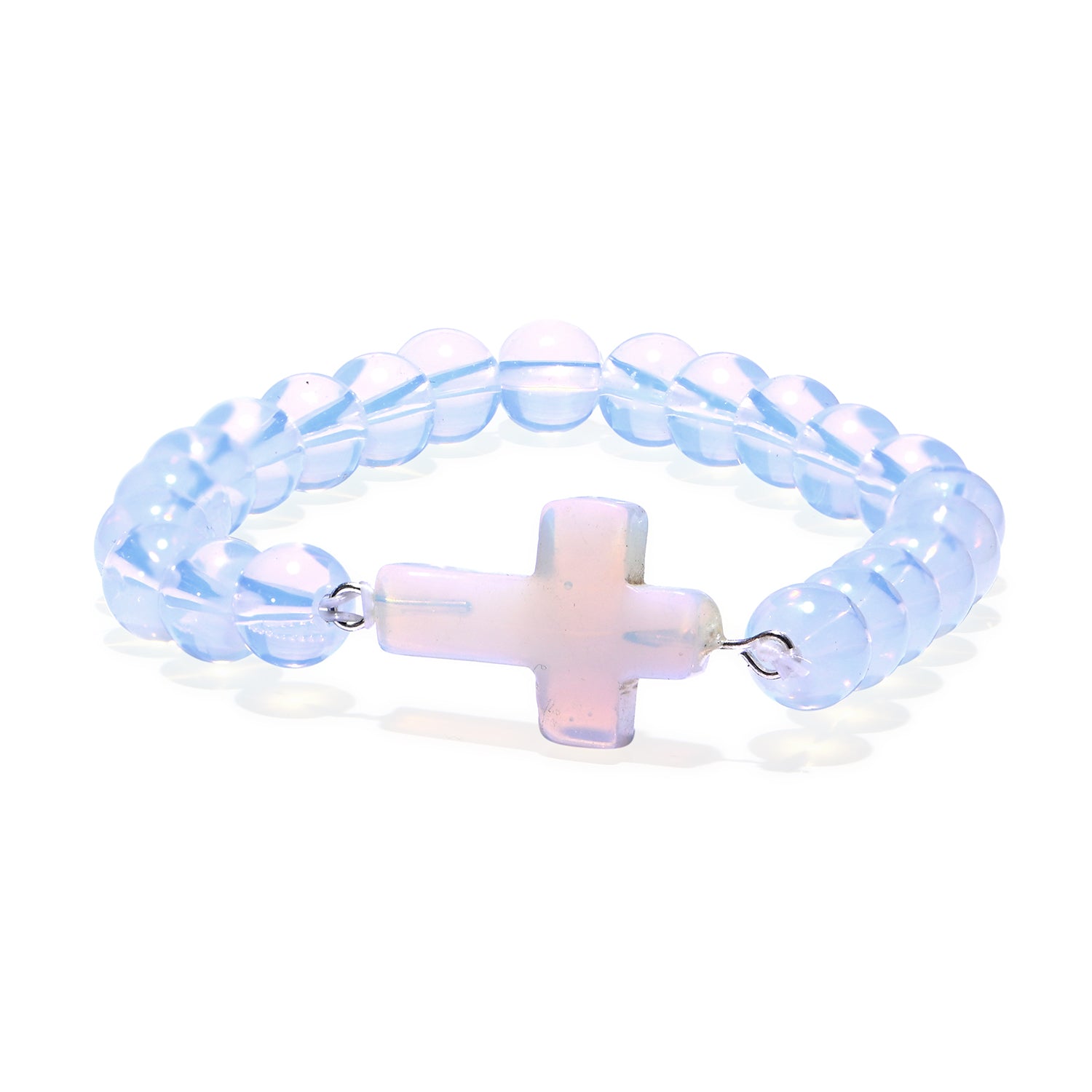 LIVMORE Opalit Edelstein Kreuz mit Armband und Kreuz Deko, 7,62 cm, Braun