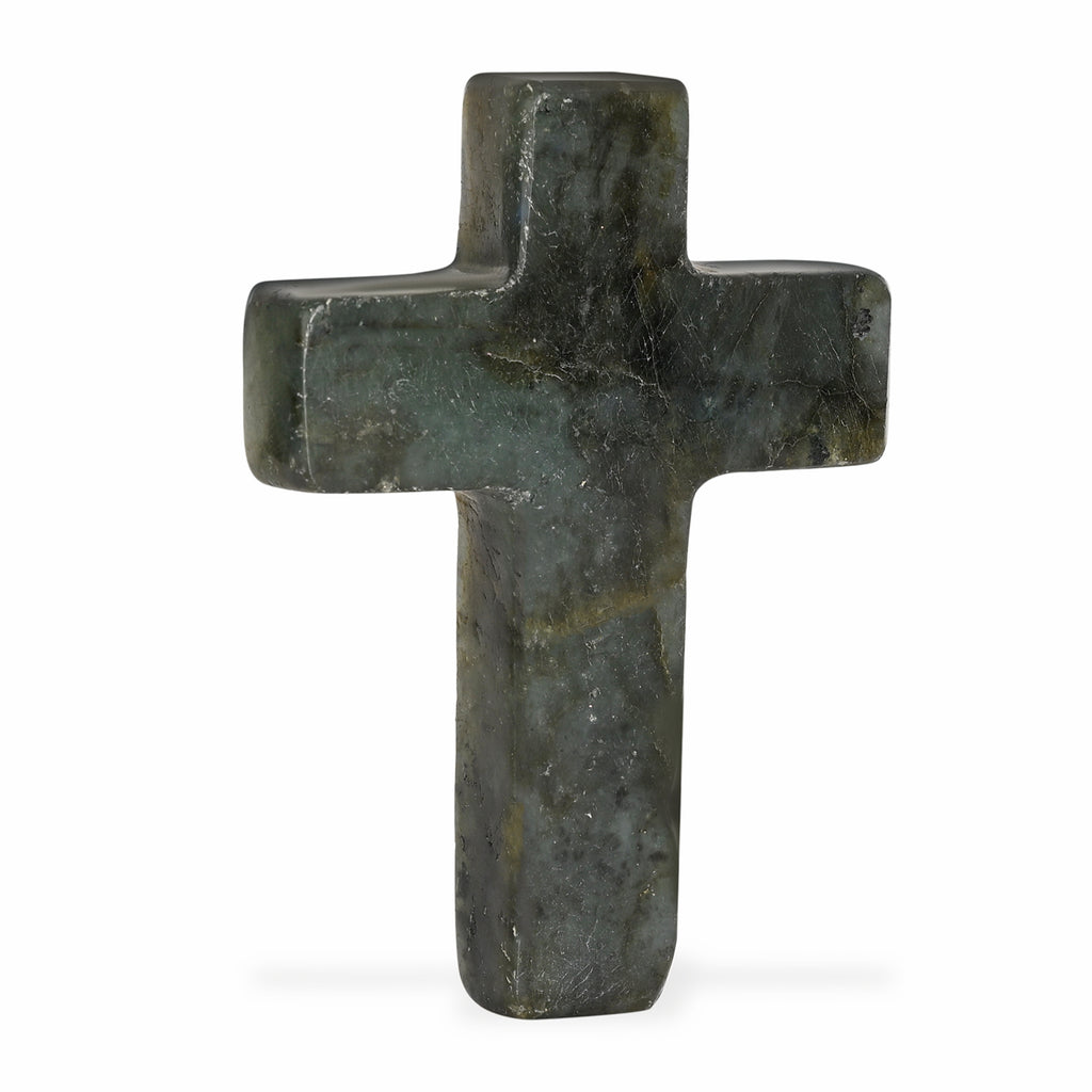 LIVMORE Labradorit Edelstein Kreuz mit Armband und Kreuz Anhänger, 7,62 cm