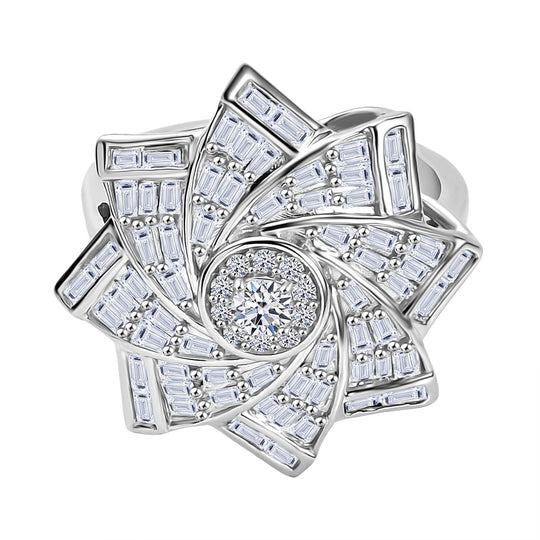 LUXURIANT DIAMOND - Lab Grown Diamant SI-GH SGL zertifiziert Ring 925 Silber rhodiniert (Größe 20.00) ca. 1.00 ct