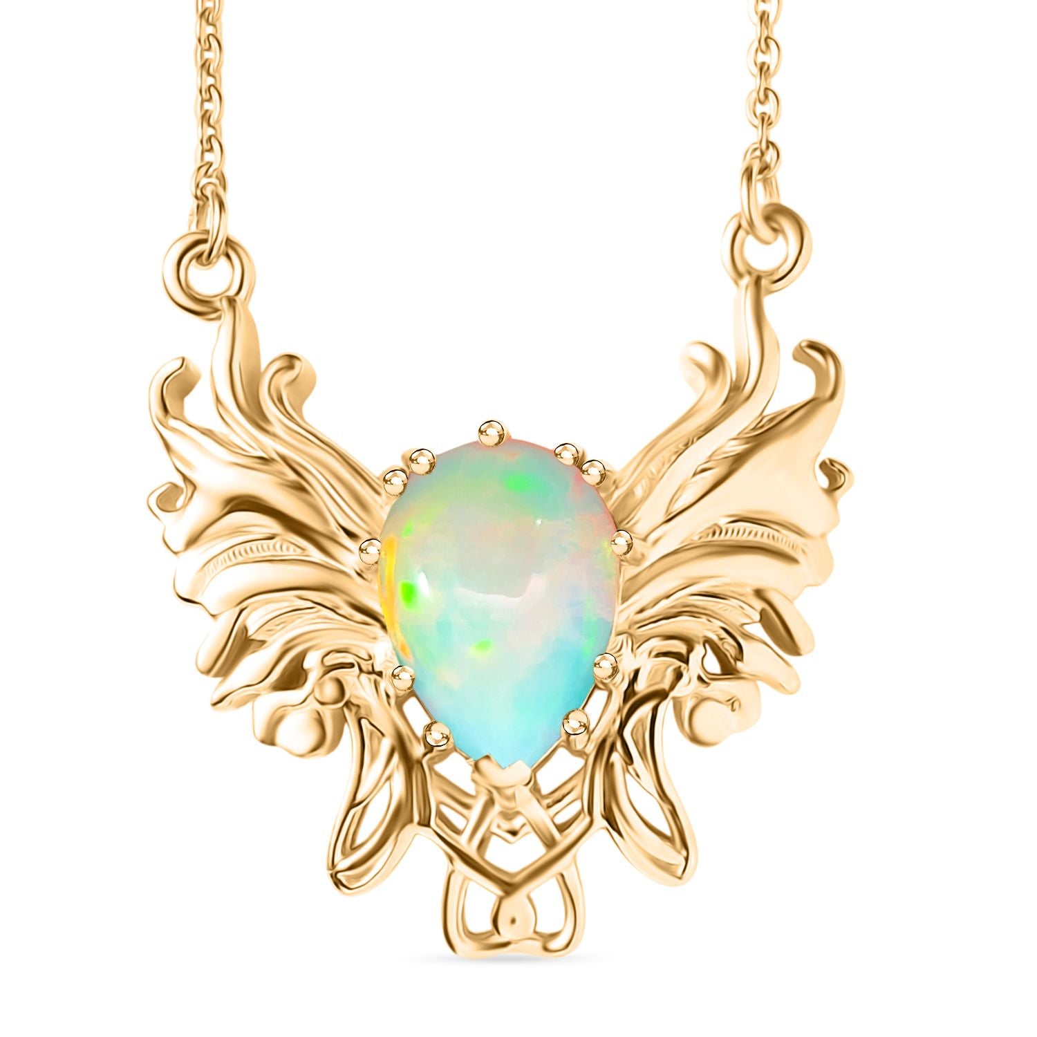 D'Joy AA Natürlicher, äthiopischer Welo Opal Halskette ca. 50 cm 925 Silber 750 Gelbgold Vermeil ca. 1.39 ct