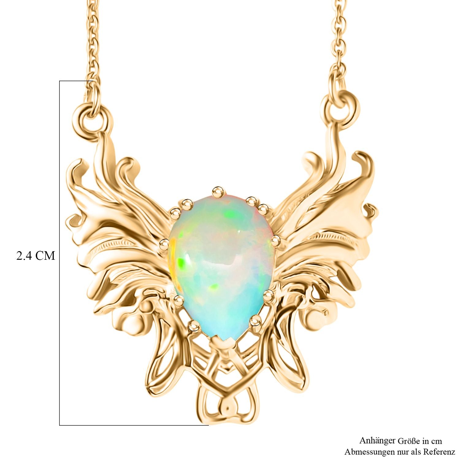 D'Joy AA Natürlicher, äthiopischer Welo Opal Halskette ca. 50 cm 925 Silber 750 Gelbgold Vermeil ca. 1.39 ct