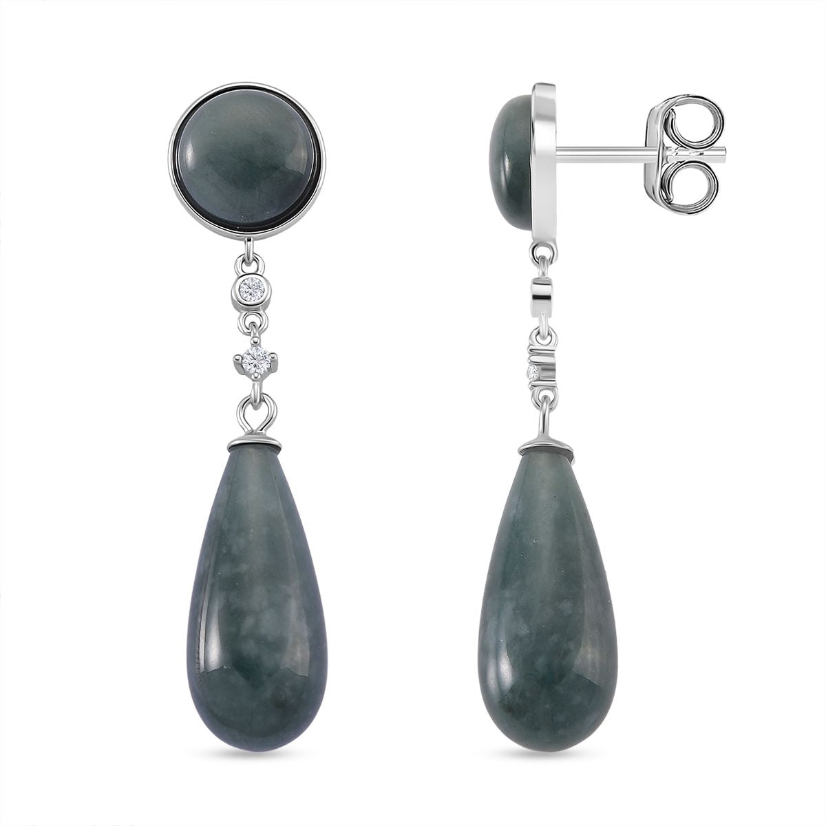 EXTREM SELTEN - Natürlicher Olmek Jadeit Ohrringe 925 Silber rhodiniert ca. 50.00 ct