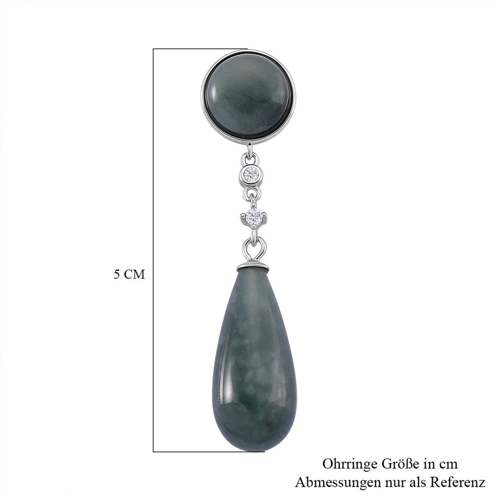 EXTREM SELTEN - Natürlicher Olmek Jadeit Ohrringe 925 Silber rhodiniert ca. 50.00 ct