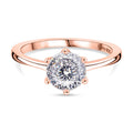 D'Joy 161 Facettiert Moissanit Ring 925 Silber 750 Roségold Vermeil (Größe 19.00) ca. 1,38 ct