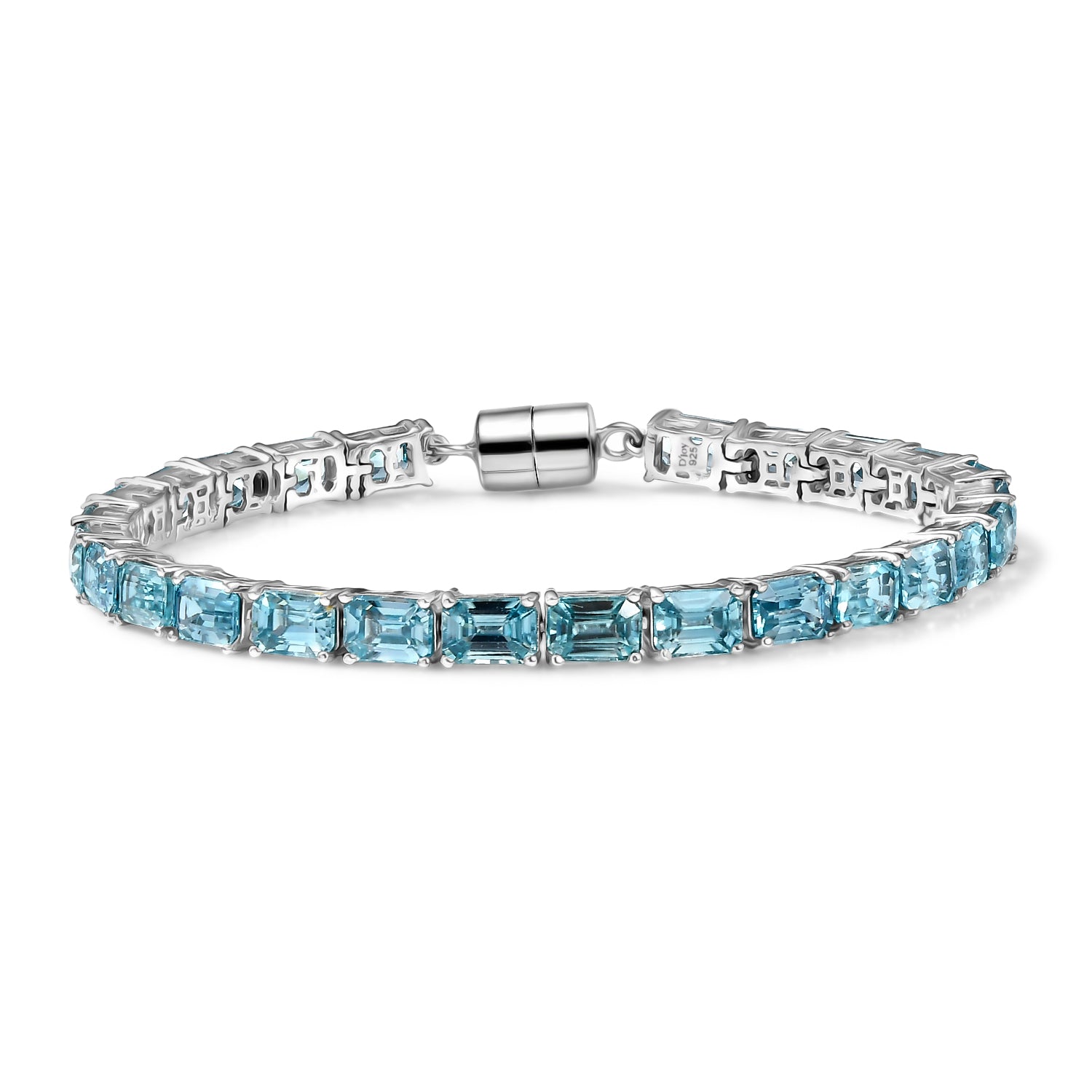 D'Joy AAA Blauer Zirkon Armband ca. 19 cm 925 Silber rhodiniert ca. 30.97 ct
