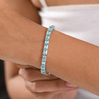 D'Joy AAA Blauer Zirkon Armband ca. 19 cm 925 Silber rhodiniert ca. 30.97 ct