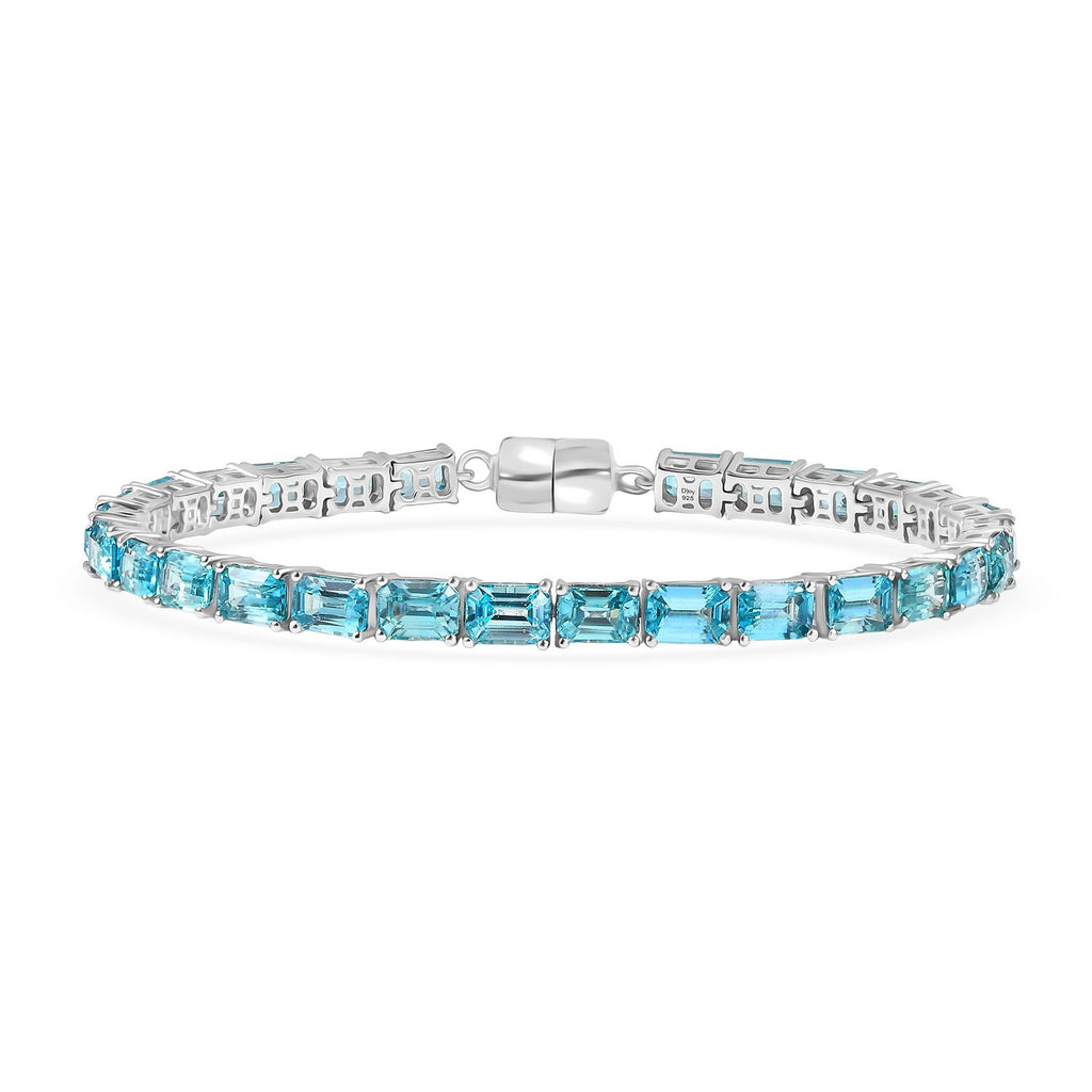 D'Joy AAA Blauer Zirkon Armband ca. 20 cm 925 Silber rhodiniert ca. 34,24 ct.