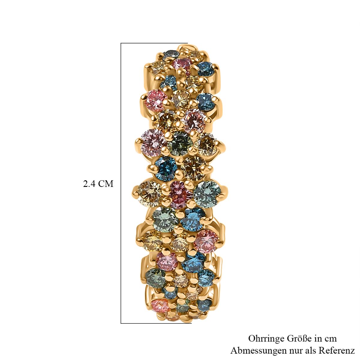 LUXURIANT DIAMOND - Lab Grown Mehrfarbiger Diamant SI SGL zertifiziert Ohrringe 925 Silber 750 Gelbgold Vermeil ca. 2.00 ct