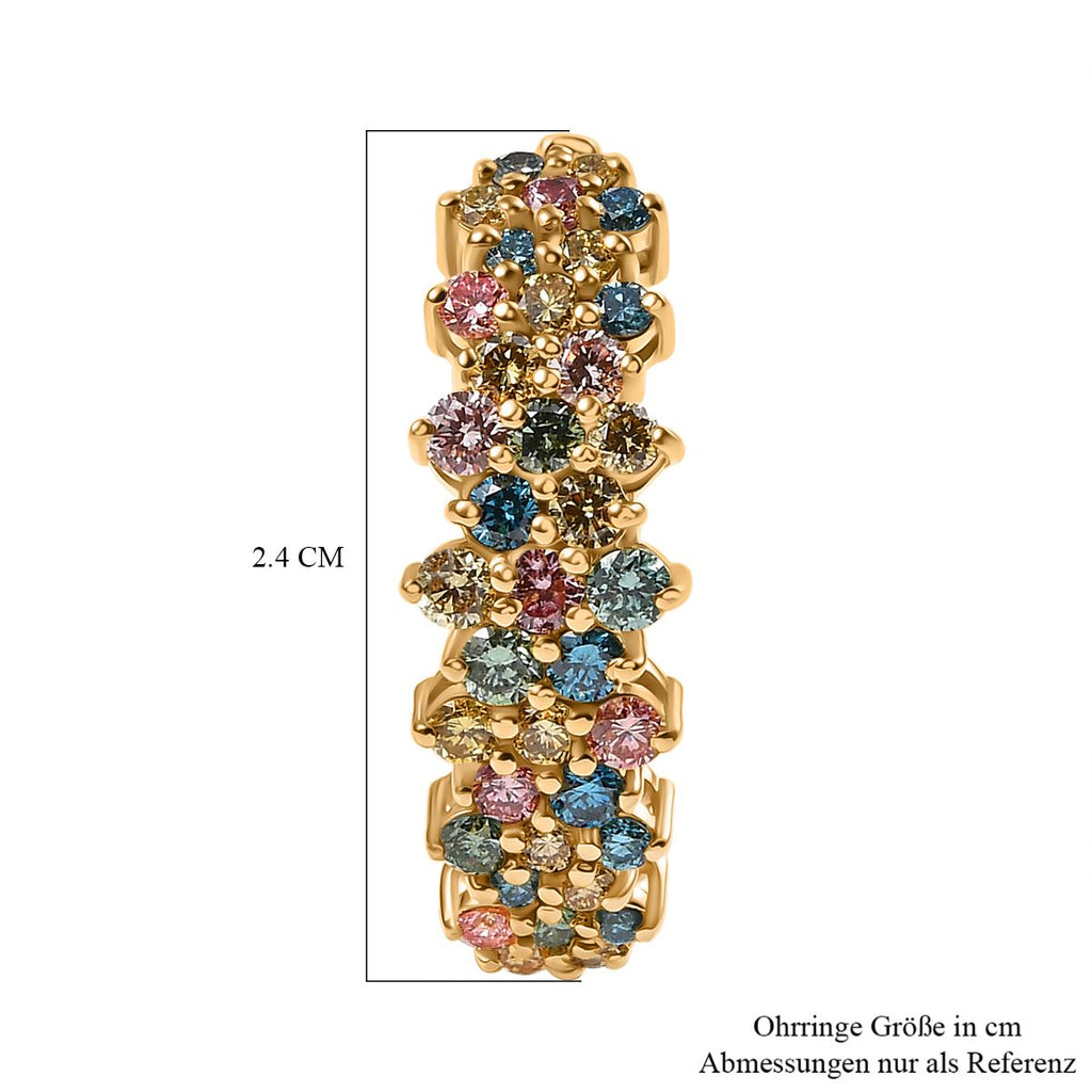 LUXURIANT DIAMOND - Lab Grown Mehrfarbiger Diamant SI SGL zertifiziert Ohrringe 925 Silber 750 Gelbgold Vermeil ca. 2.00 ct