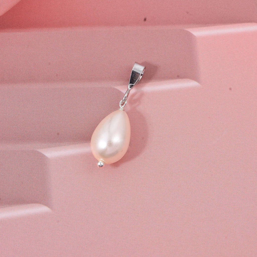 Rosa Muschelkernperle (12X8 mm) Anhänger 925 Silber