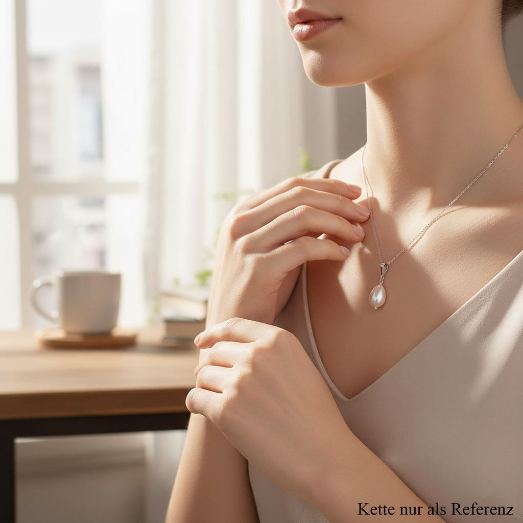 Rosa Muschelkernperle (12X8 mm) Anhänger 925 Silber