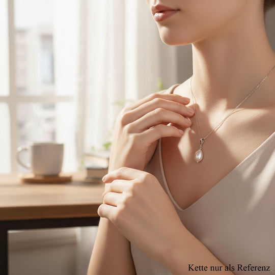 Rosa Muschelkernperle (12X8 mm) Anhänger 925 Silber