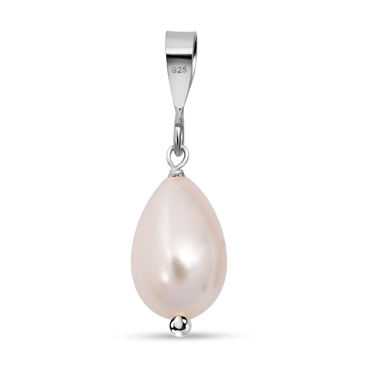 Rosa Muschelkernperle (12X8 mm) Anhänger 925 Silber