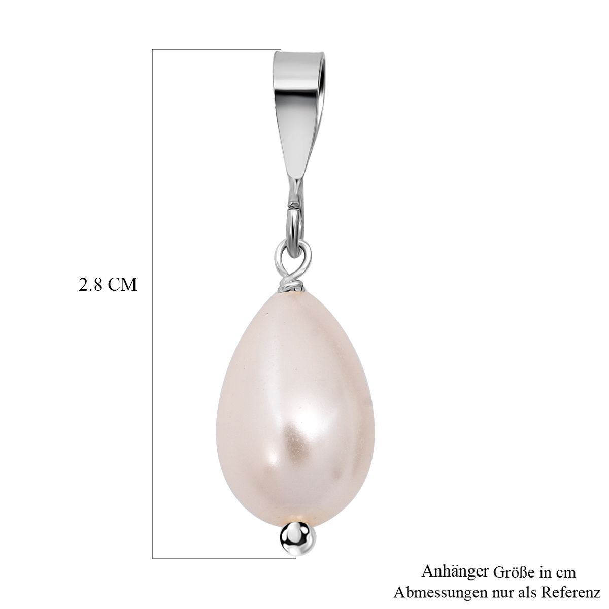 Rosa Muschelkernperle (12X8 mm) Anhänger 925 Silber