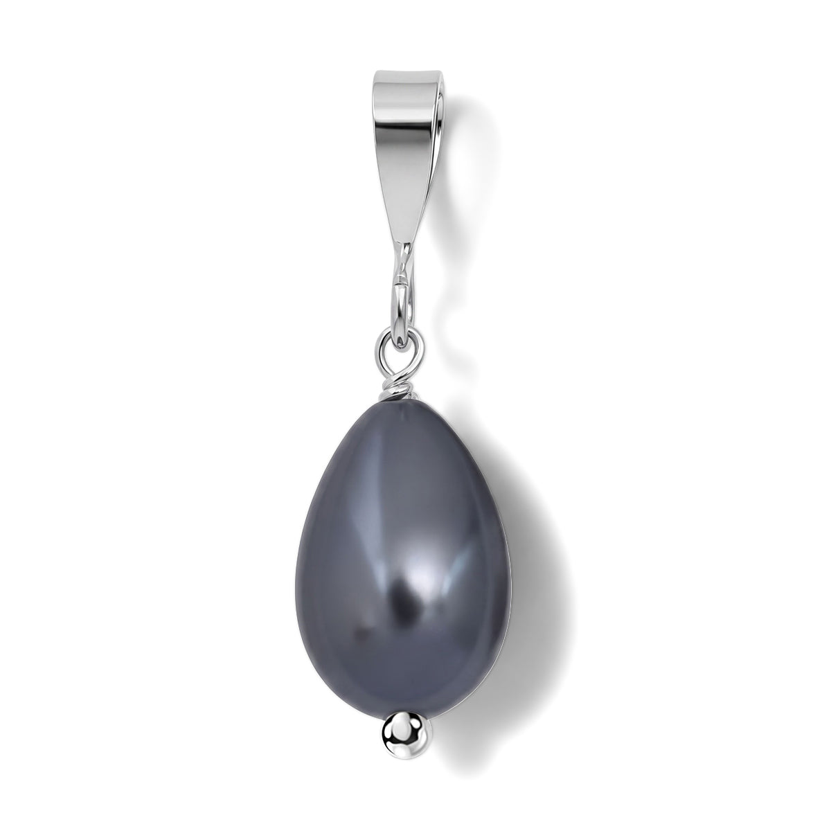 Pfau Muschelkernperle (12X8 mm) Anhänger 925 Silber
