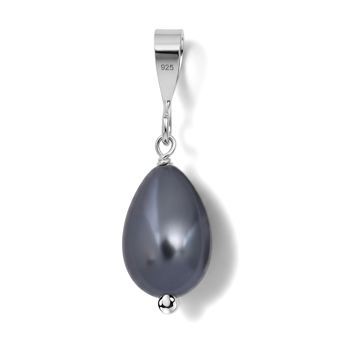 Pfau Muschelkernperle (12X8 mm) Anhänger 925 Silber
