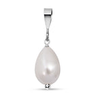 Weiße Muschelkernperle (12X8 mm) Anhänger 925 Silber