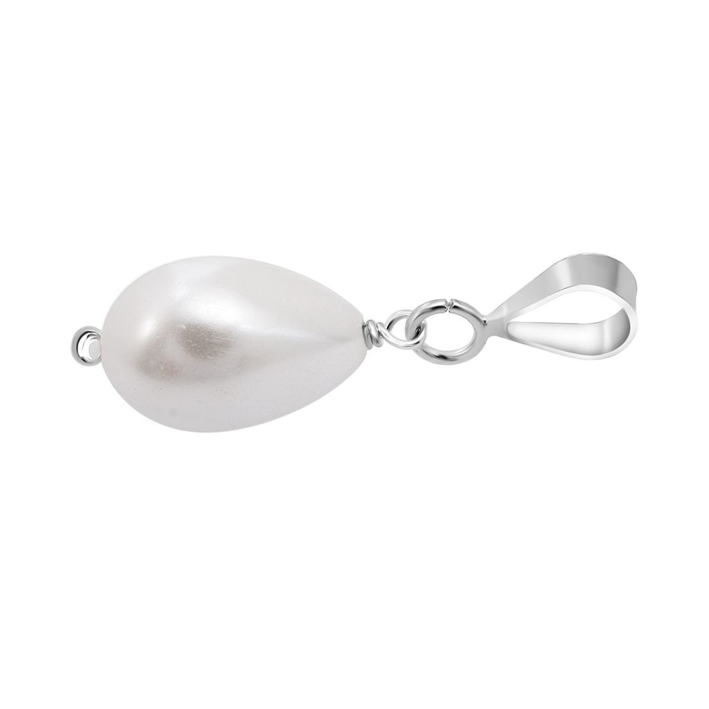 Weiße Muschelkernperle (12X8 mm) Anhänger 925 Silber
