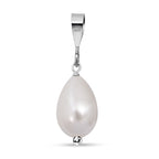 Weiße Muschelkernperle (12X8 mm) Anhänger 925 Silber