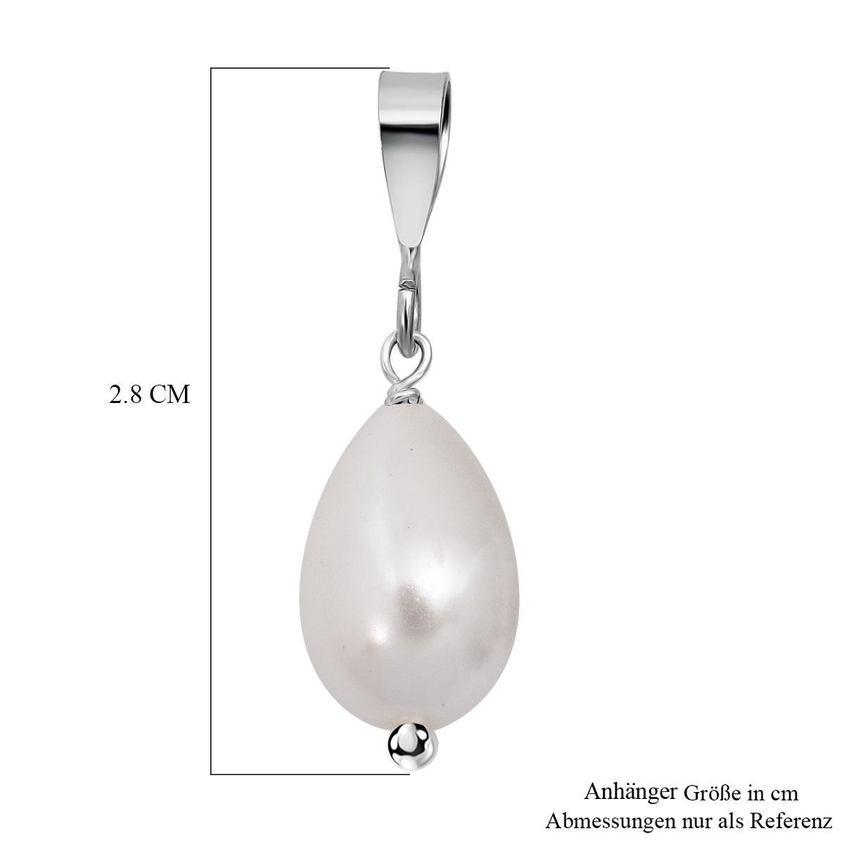 Weiße Muschelkernperle (12X8 mm) Anhänger 925 Silber